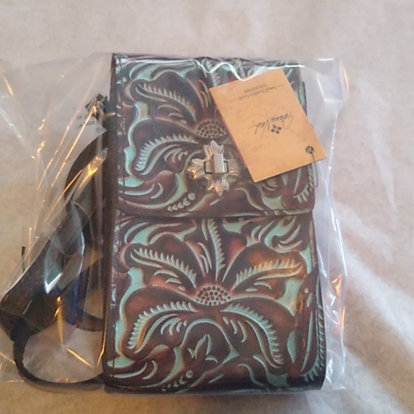 Patricia Nash P815133 Tooled Turquoise Leather Canicella Crossbody Purse… - Picture 13 of 15